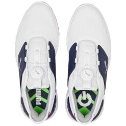 Puma Ignite Elevate Disc Golf Shoes White/Silver/Navy -The Golf Shop puma ignite elevate disc golf shoes white silver navy 376080 04 top itempicture
