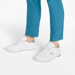Puma Proadapt Alphacat Leather Golf Shoes White/Silver -The Golf Shop puma proadapt alphacat leather golf shoes white silver 376044 01 mod1 itempicture
